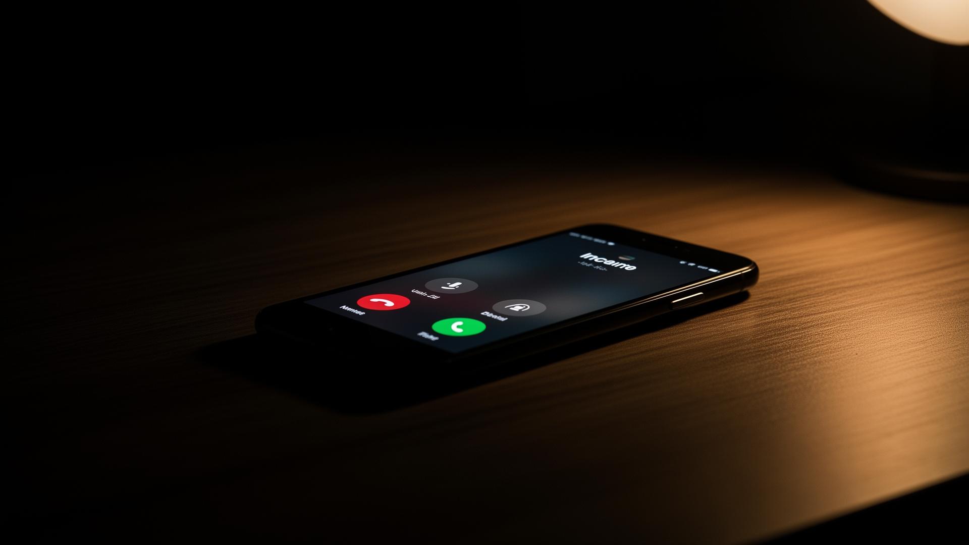Incoming call ringing on a smartphone — Emmy answering a live customer call